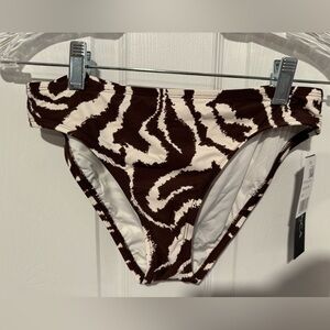 La Blanche Swimwear bottoms White with Brown Strip Pattern NWTS Size 4